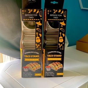Taco stands 2 sets includes 4 taco stands and 4 salsa cups
